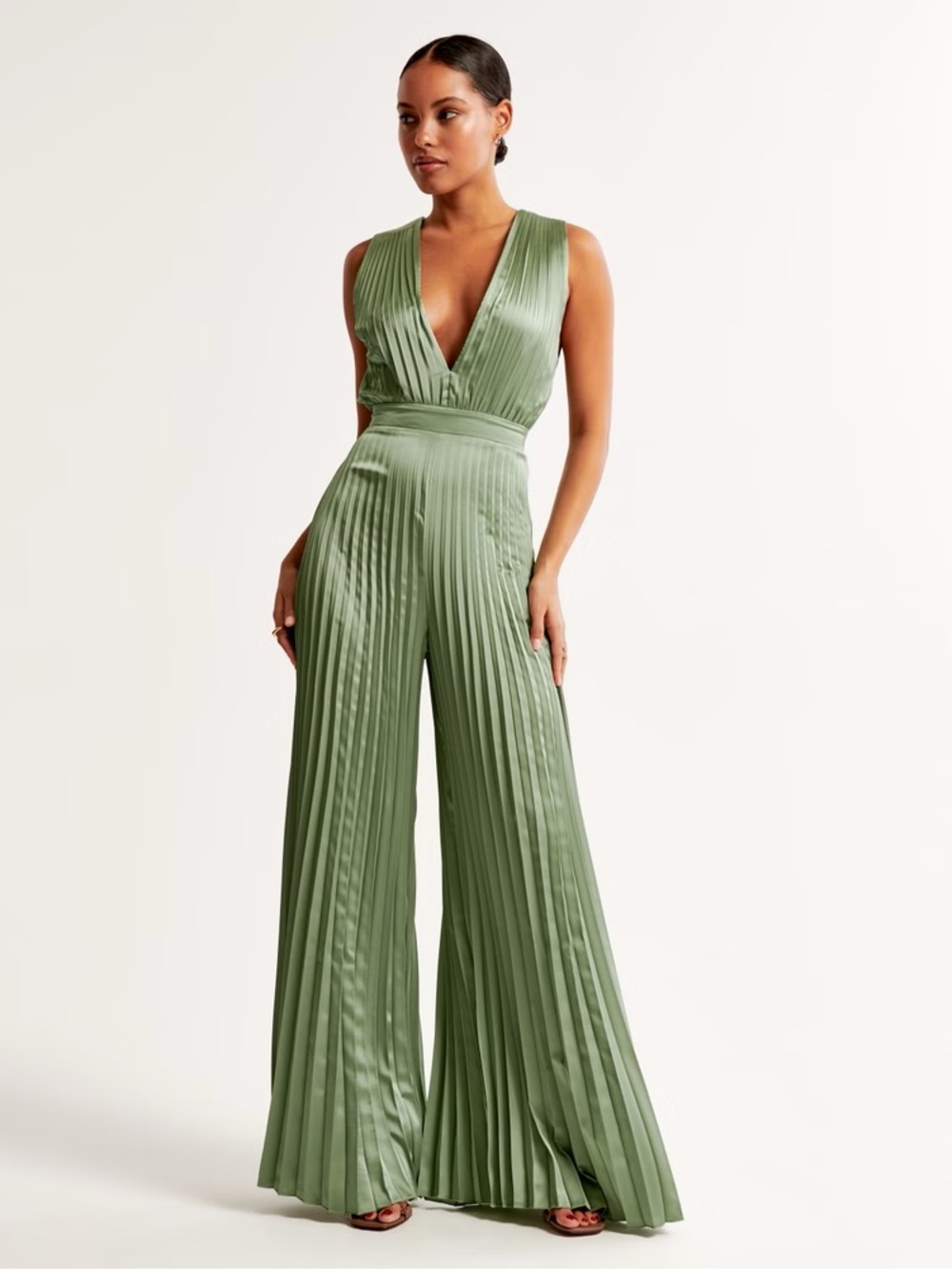 Pleated Deep V Jumpsuit